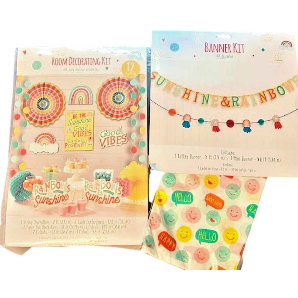 Sunshine Party Bundle Banner Room Wall Decor Positive Happy Birthday Rainbow‎